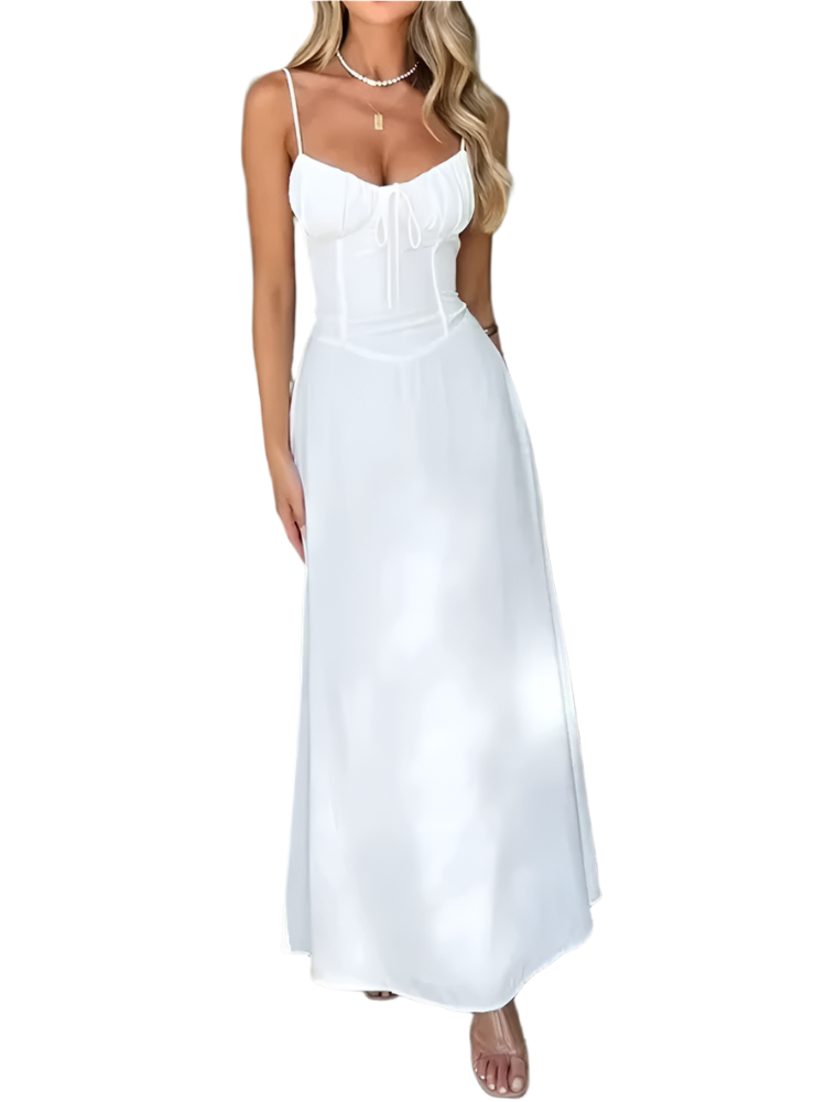 Elegant Strappy Backless Long Dress – Summer Chic