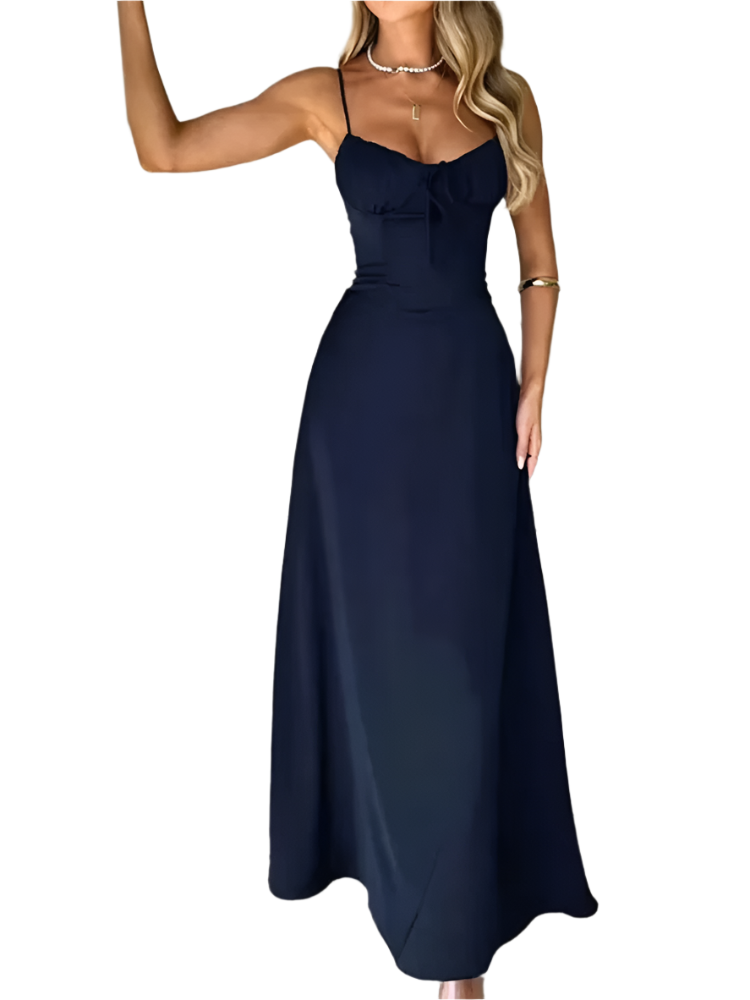 Elegant Strappy Backless Long Dress – Summer Chic