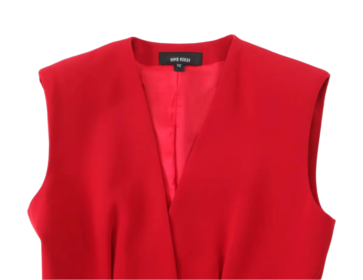 Romantic Red Vest & Flare Pants Set