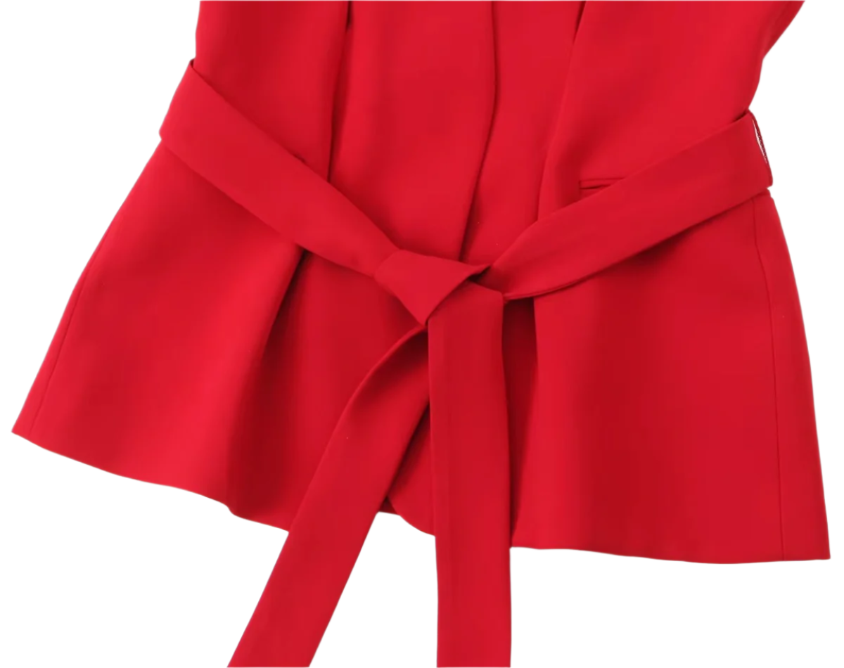 Romantic Red Vest & Flare Pants Set