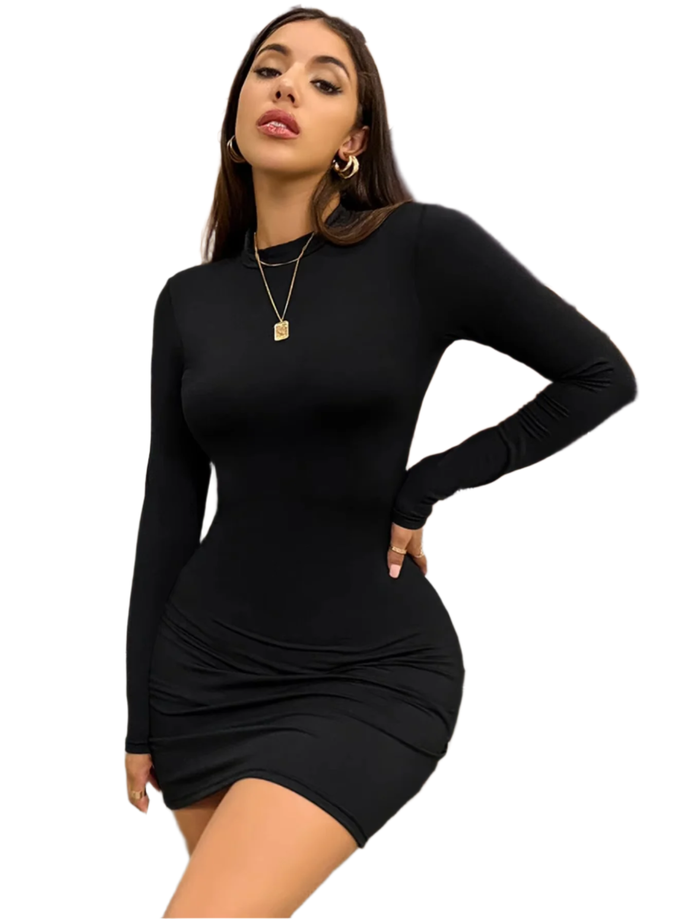Chic Turtleneck Bodycon Mini Dress – Sleek & Sophisticated