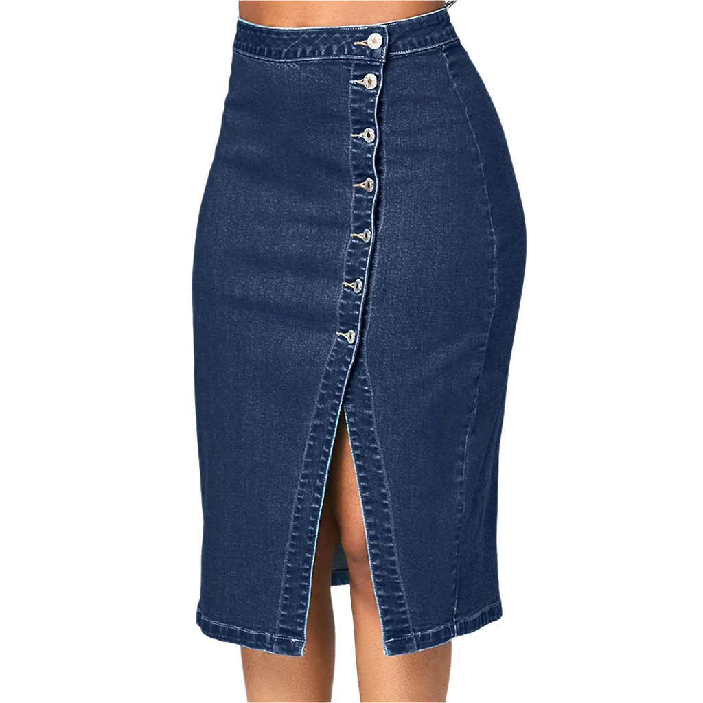 High-Waisted Denim Pencil Skirt – Chic & Timeless Elegance