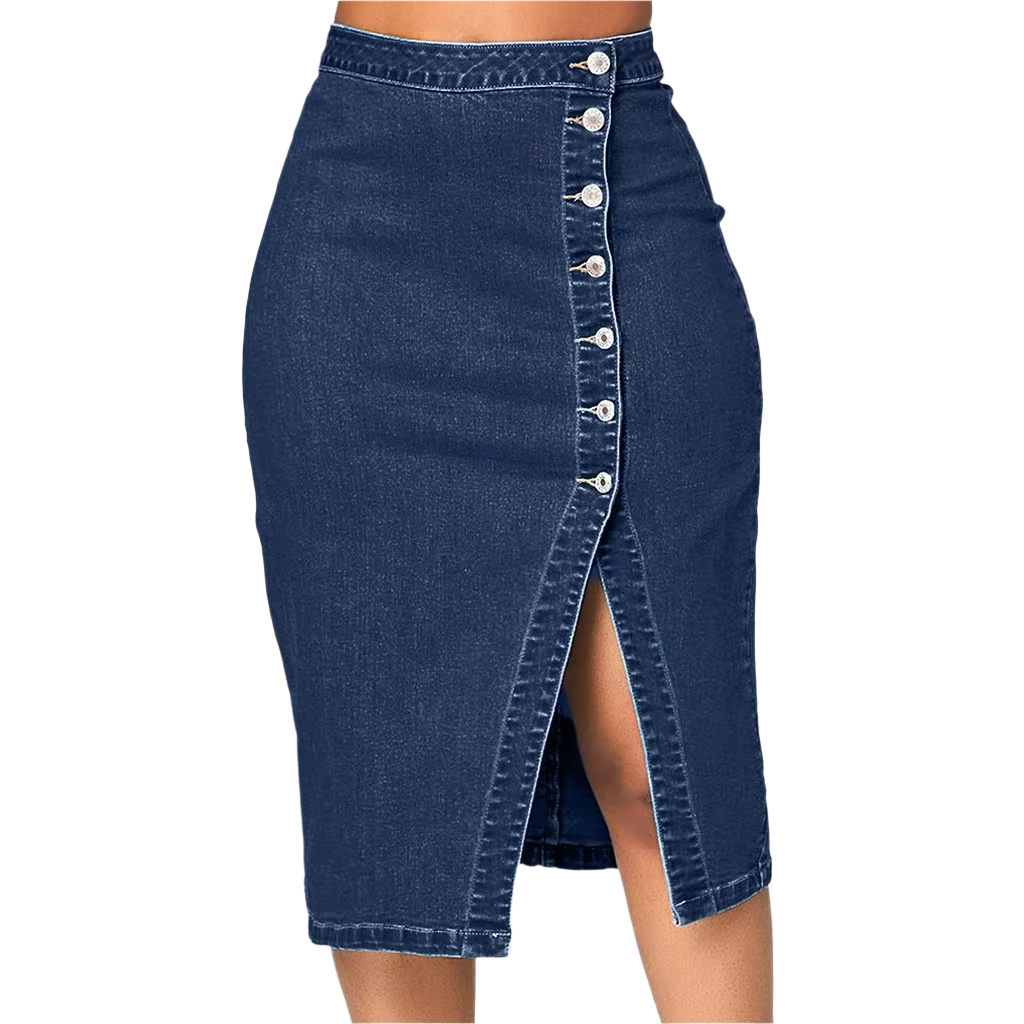 High-Waisted Denim Pencil Skirt – Chic & Timeless Elegance