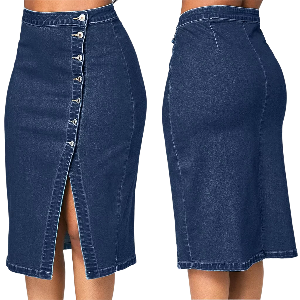 High-Waisted Denim Pencil Skirt – Chic & Timeless Elegance