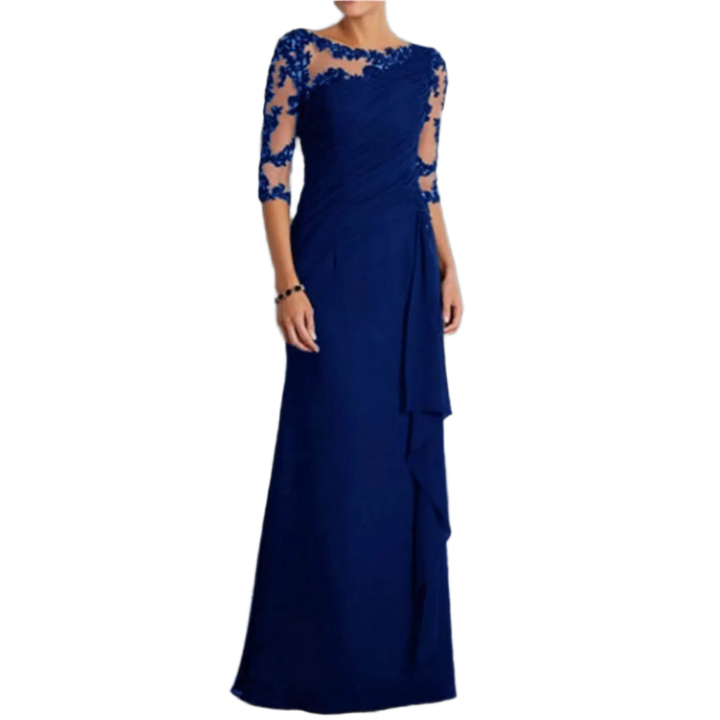 Elegant Lace Patchwork Evening Gown – Timeless Glamour & Sophistication