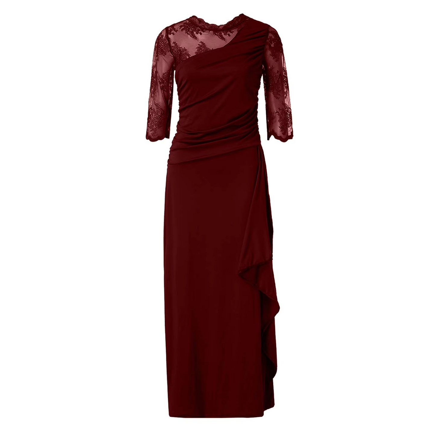 Elegant Lace Patchwork Evening Gown – Timeless Glamour & Sophistication