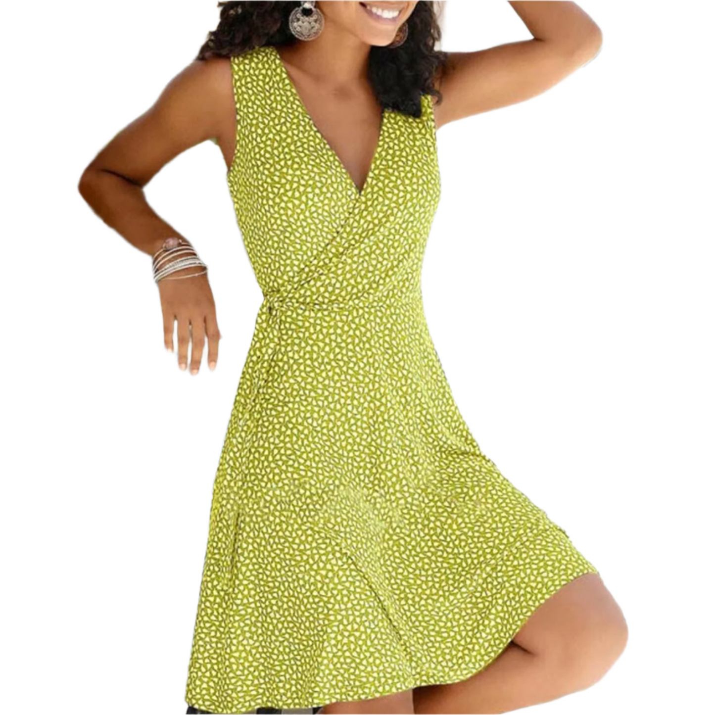 Floral Wrap V-Neck Midi Dress – Effortless Elegance & Comfort