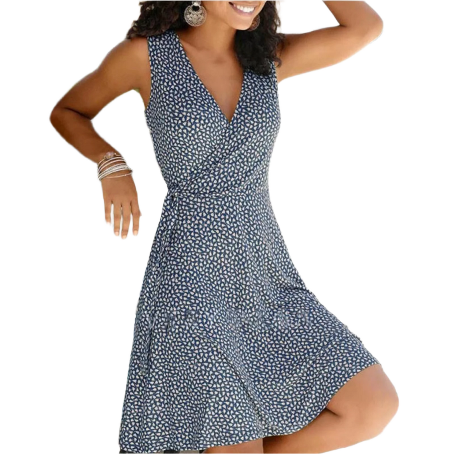 Floral Wrap V-Neck Midi Dress – Effortless Elegance & Comfort