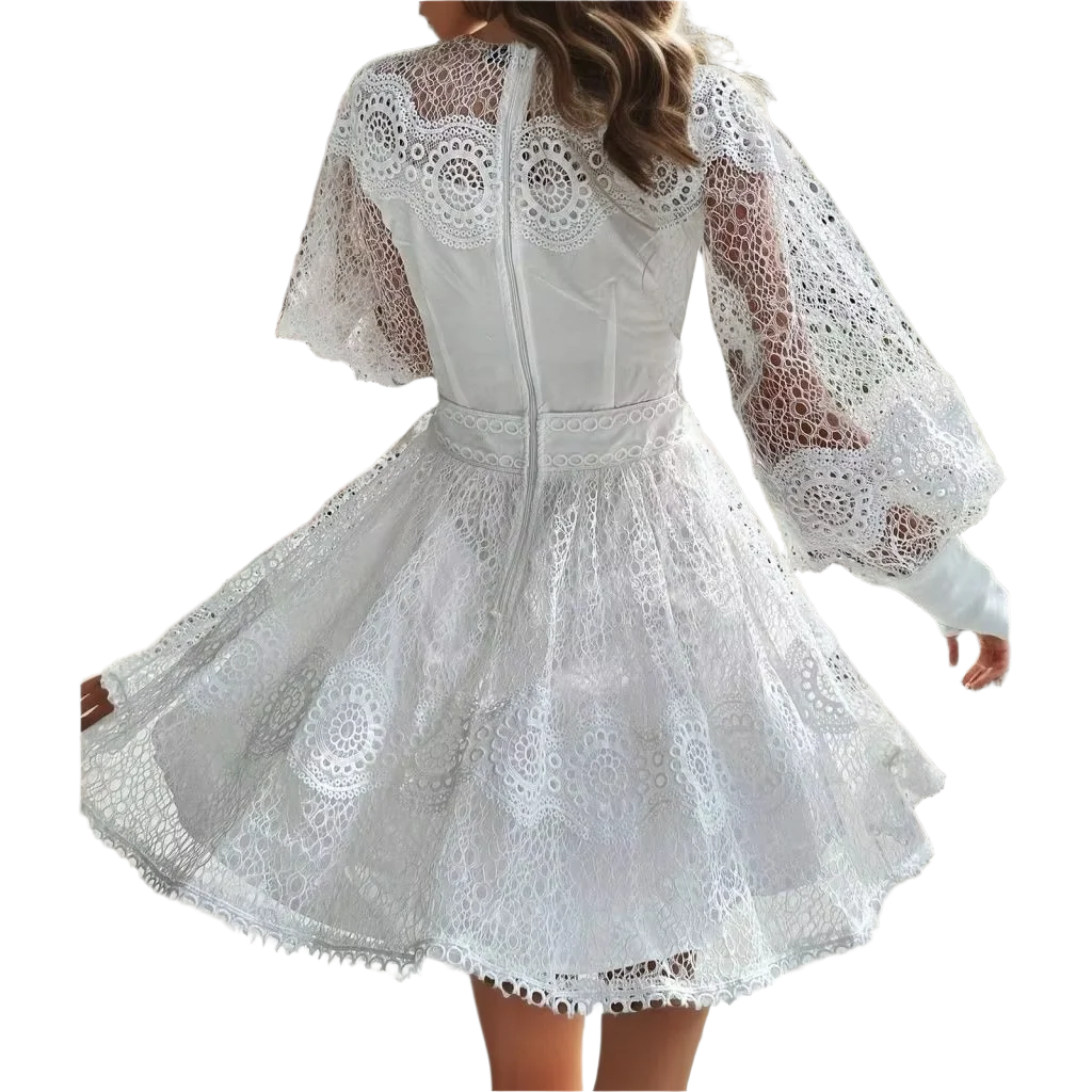 Elegant Hollow Out Lace Dress – Sophisticated Charm & Grace