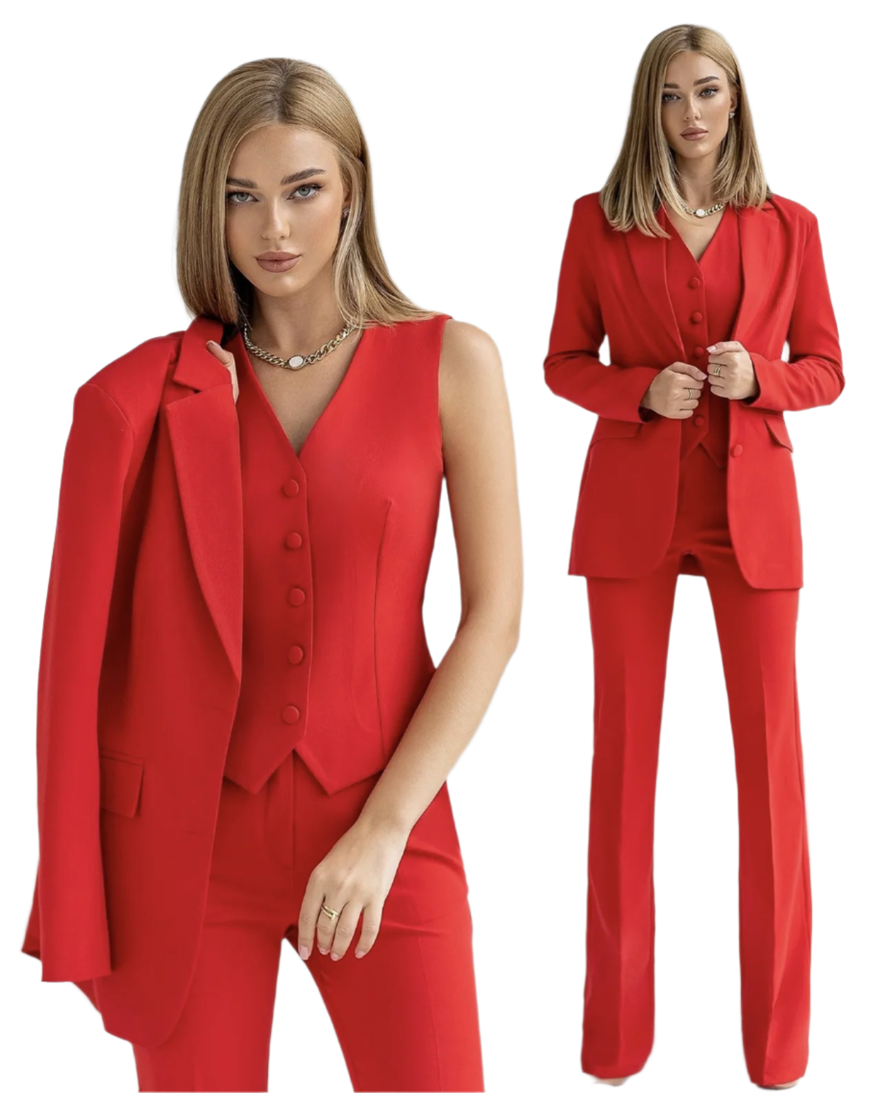 Slim Fit 3-Piece Pants Suit