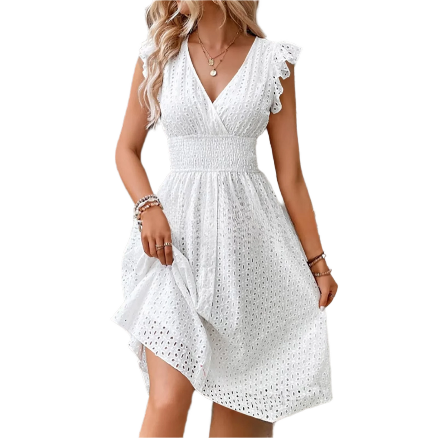 Elegant Lace Waist Short Dress – Effortless Summer Charm