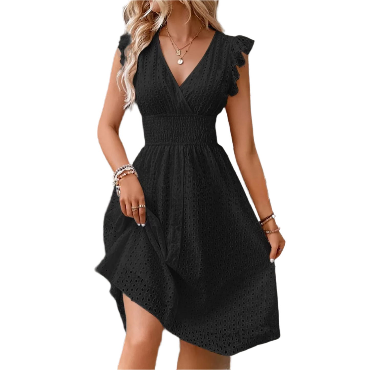 Elegant Lace Waist Short Dress – Effortless Summer Charm