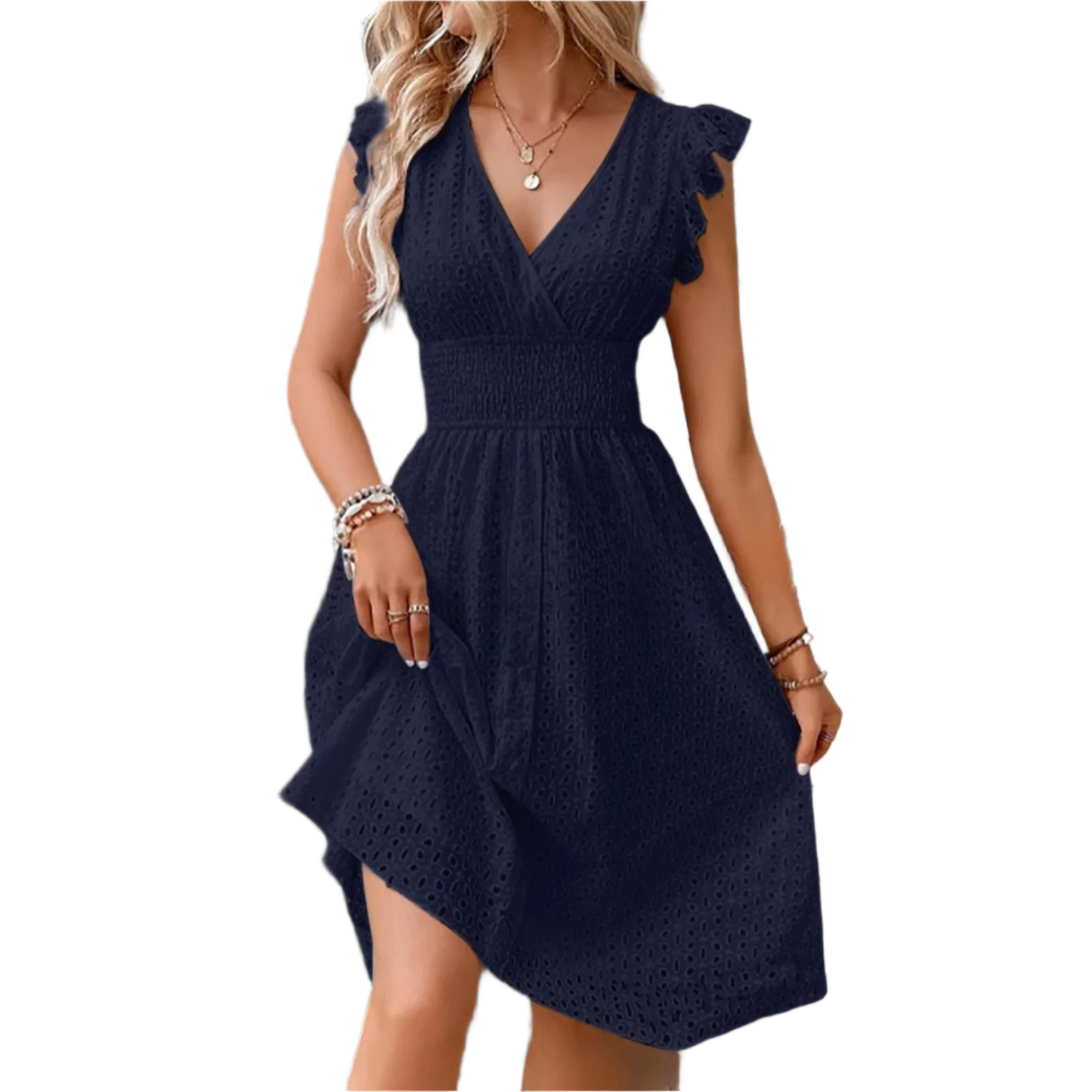 Elegant Lace Waist Short Dress – Effortless Summer Charm