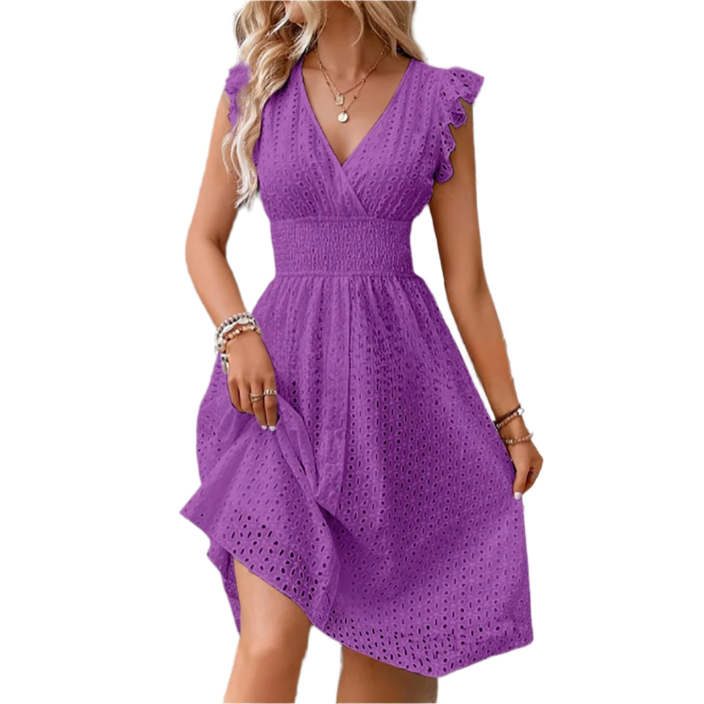 Elegant Lace Waist Short Dress – Effortless Summer Charm