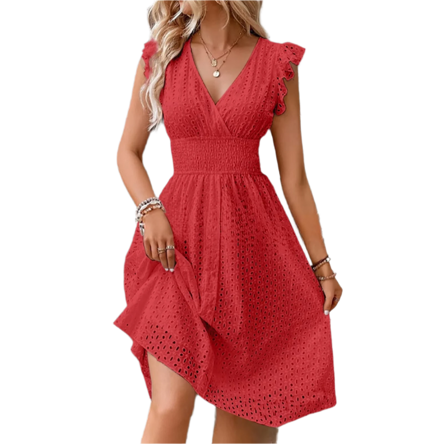 Elegant Lace Waist Short Dress – Effortless Summer Charm