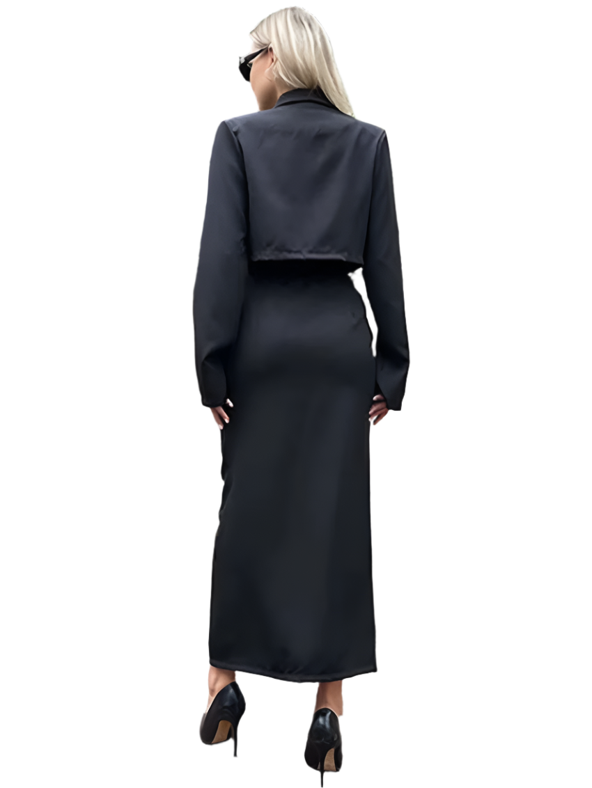 2-Piece Set – Crop Shirt & High-Waist Skirt