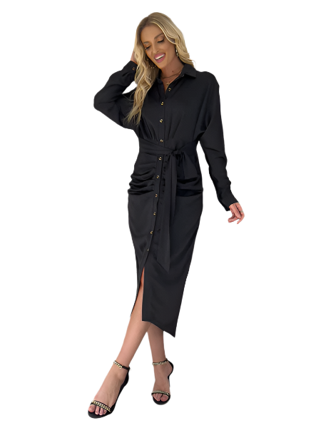 Stylish Pleated Shirt Dress