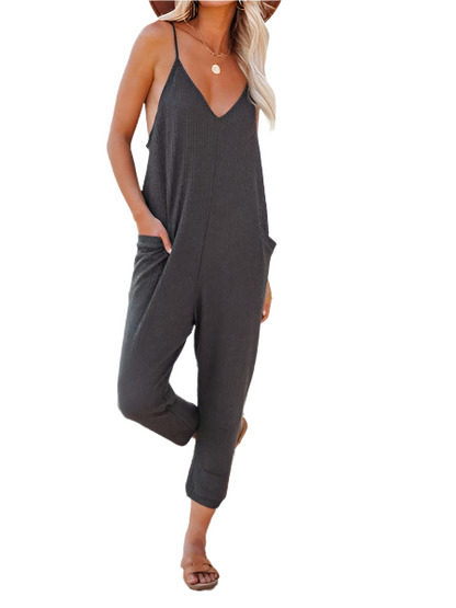 Solid Color V-Neck Pocket