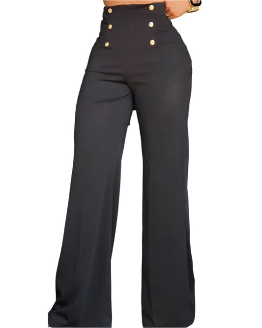 Elegant High-Waist Flared Trousers