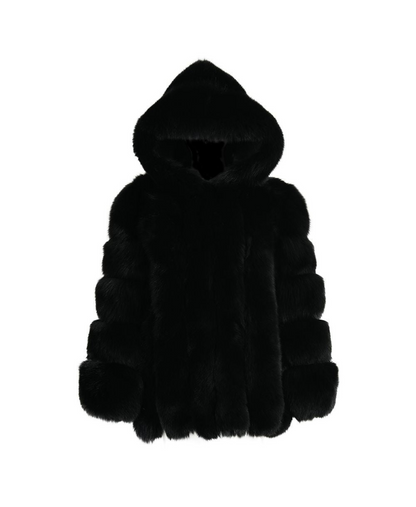 Luxe Hooded Straight Rows Coat