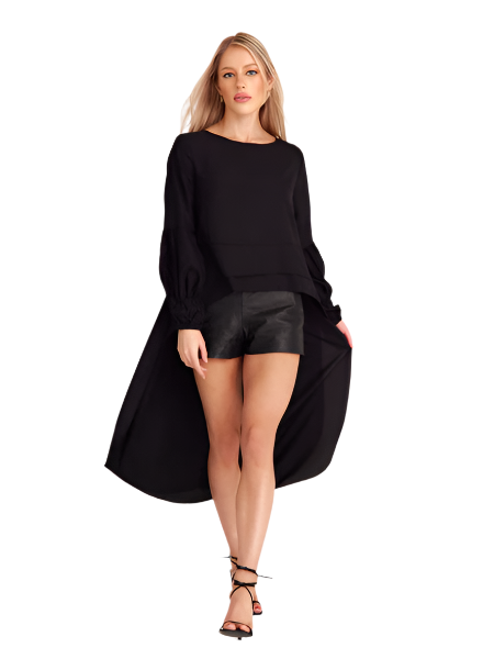 Round Neck Asymmetrical Hem