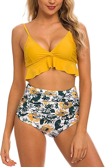 High-Waist Floral Bikini Set