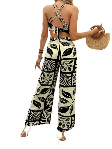 Printed Tie Back Jumpsuits