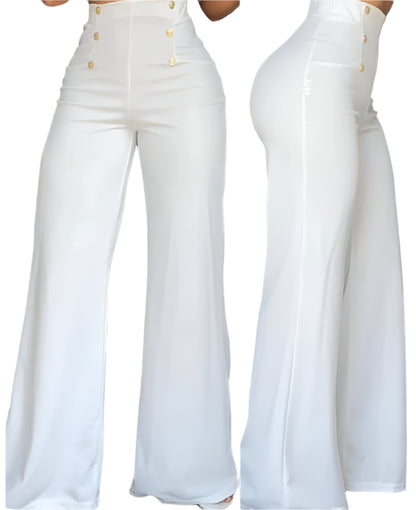 Elegant High-Waist Flared Trousers