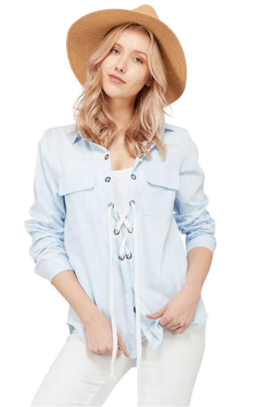 Women's Lace Up Blouse Top