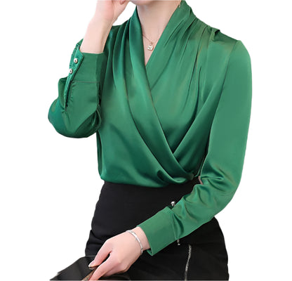 Elegant Satin Women Blouse Sexy