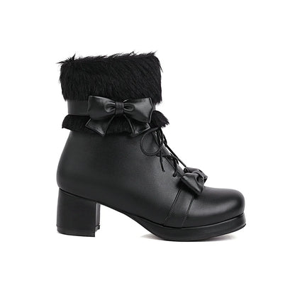 Fluffy Kawaii Lolita Ankle Boots