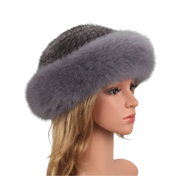 Natural Mink Fur Knitted Bucket Hat