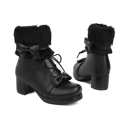 Fluffy Kawaii Lolita Ankle Boots