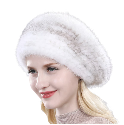 Hand-Knitted Mink Fur Beret