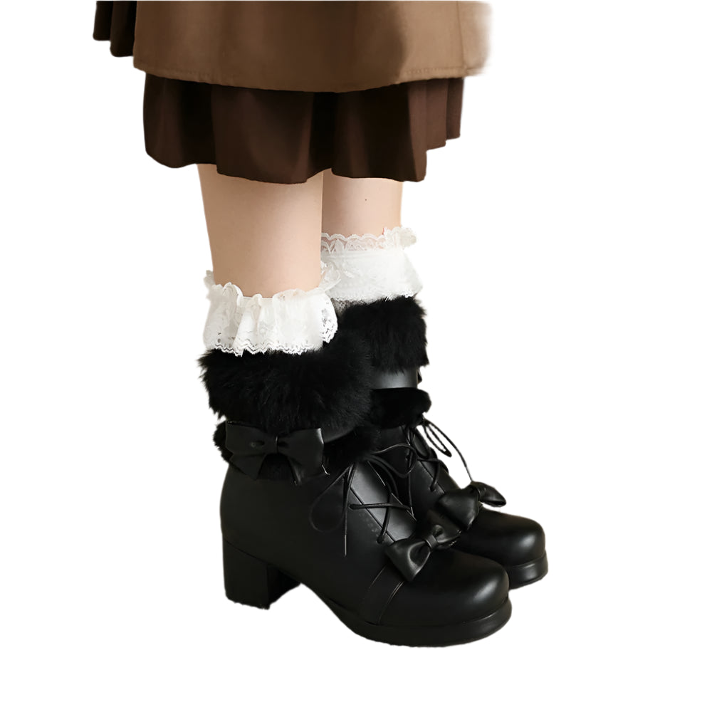 Fluffy Kawaii Lolita Ankle Boots