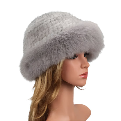 Natural Mink Fur Knitted Bucket Hat