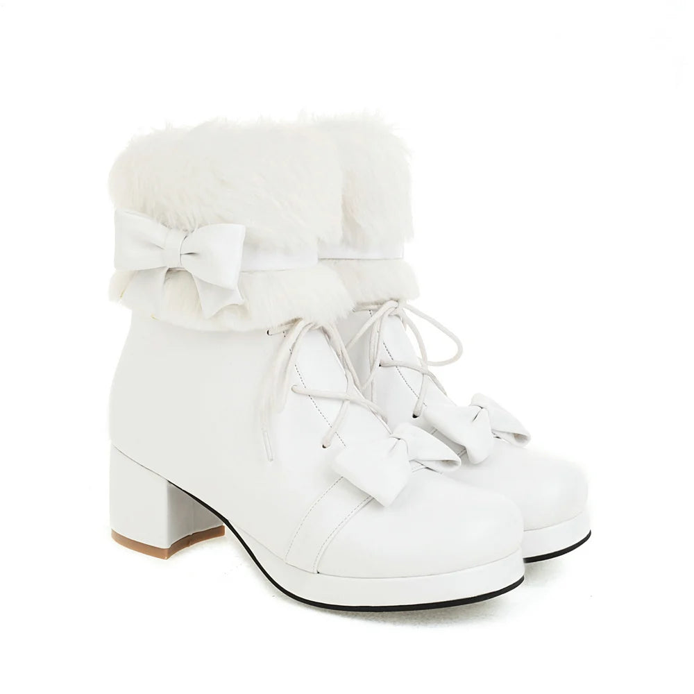 Fluffy Kawaii Lolita Ankle Boots