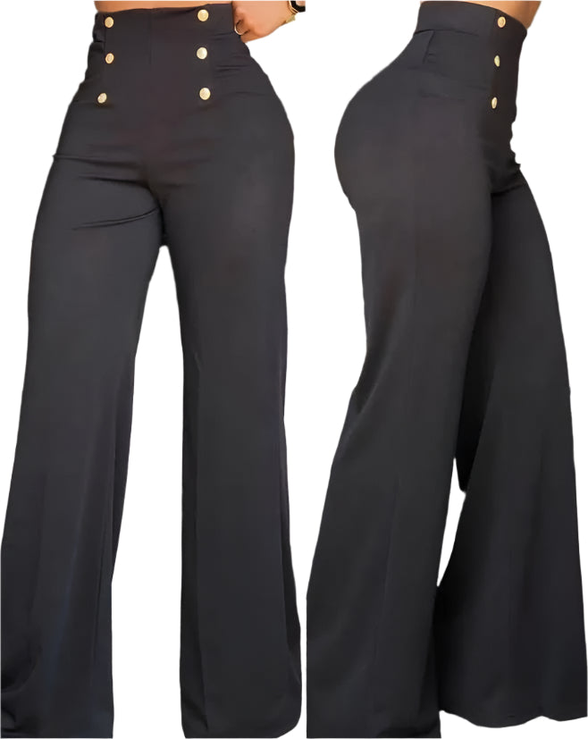 Elegant High-Waist Flared Trousers