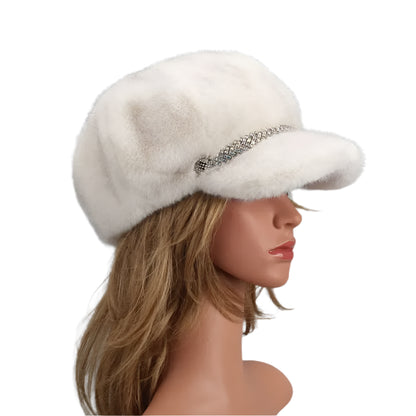 Solid Faux Fur Octagonal Beret