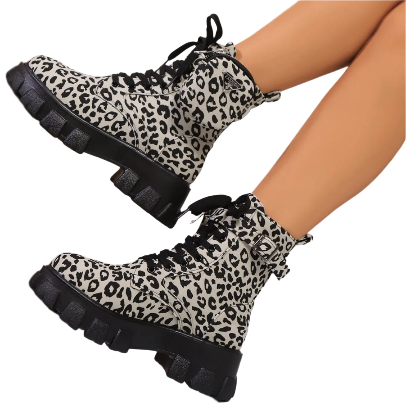 Winter Leopard Print High Heels Lace