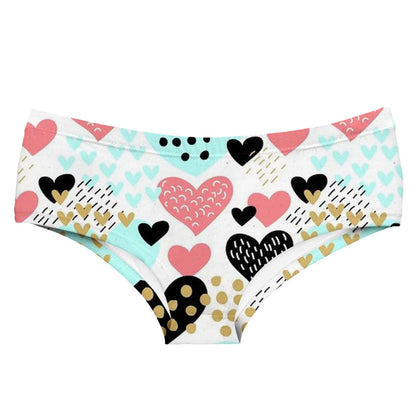 Funny Heart Print Mid Waist Panties