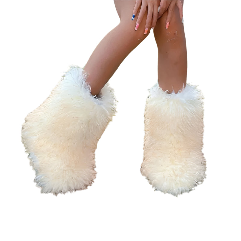 Winter Snow Furry Faux Fur Plush Warm