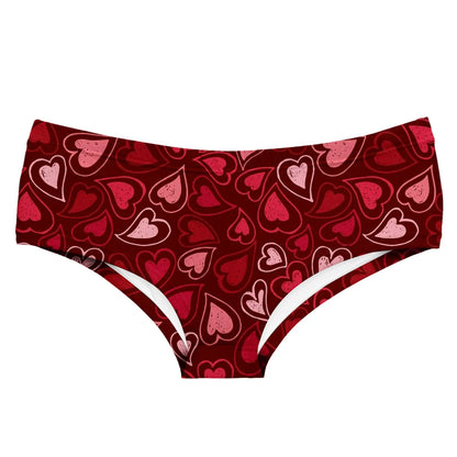 Funny Heart Print Mid Waist Panties