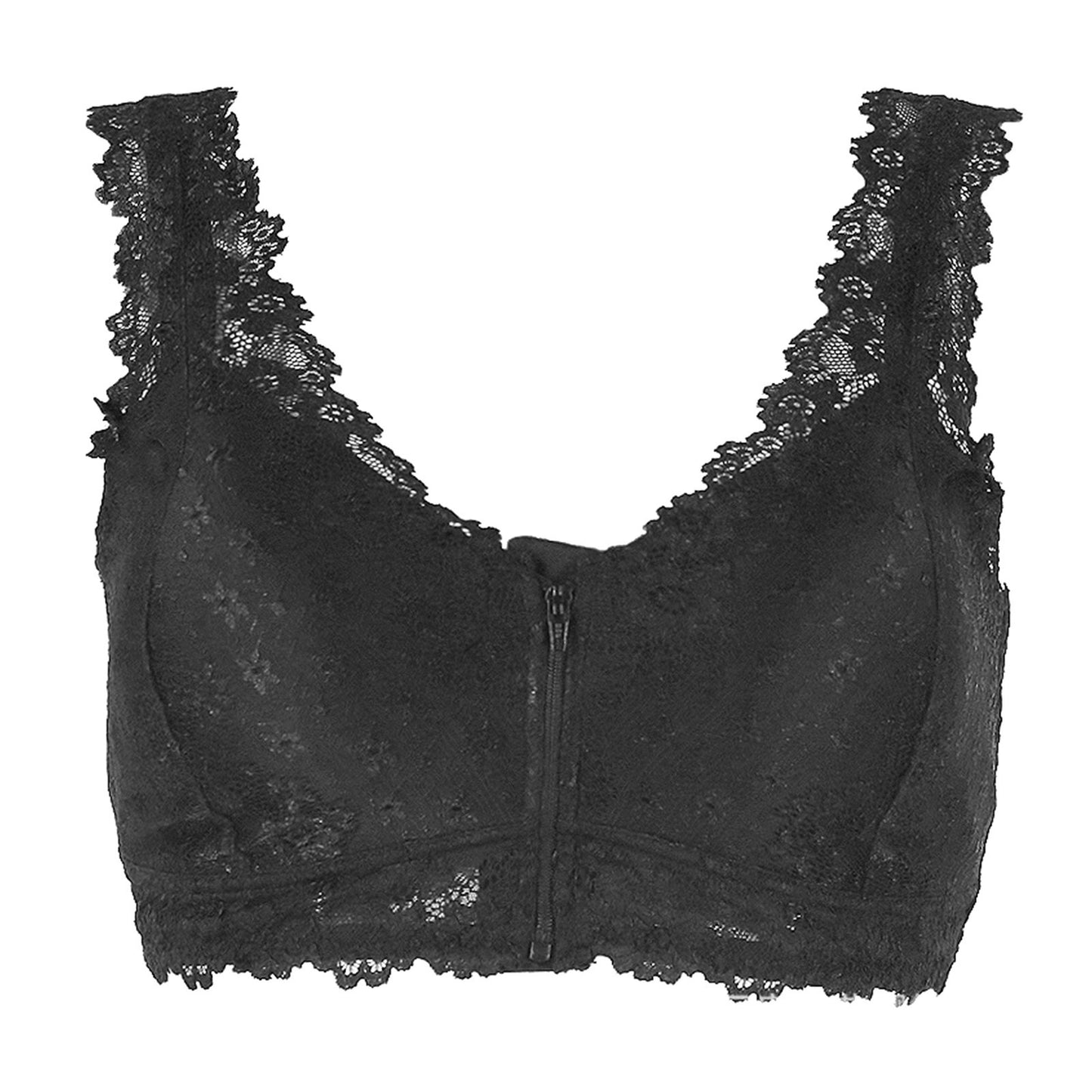 Seamless Deep V Lace Zipper Bra