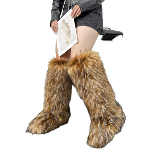 Knee High Fuzzy Faux Fur Soft Warm