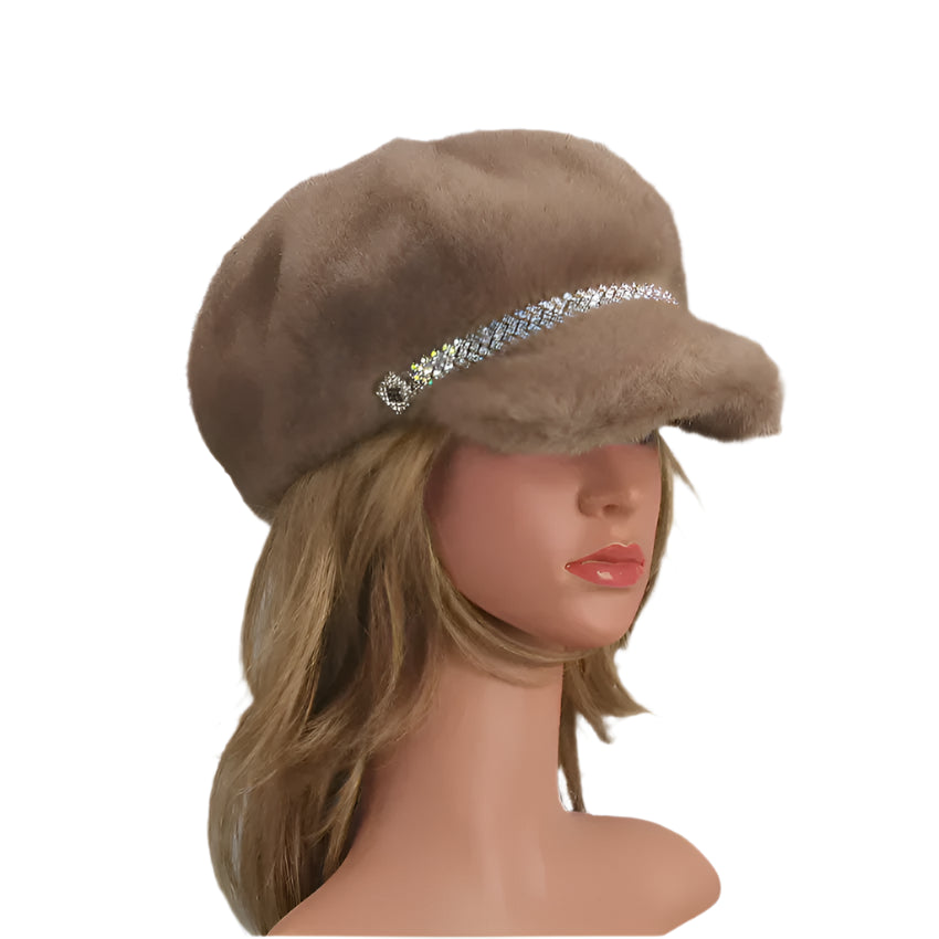 Solid Faux Fur Octagonal Beret