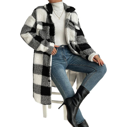 Tartan Plaid Fleece Shacket Coat