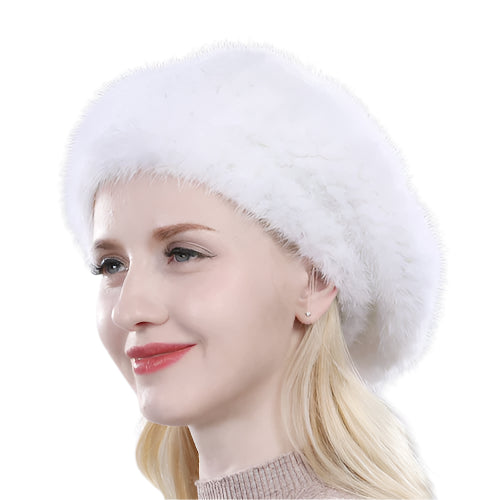 Hand-Knitted Mink Fur Beret