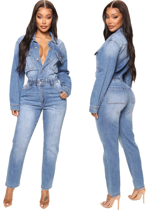 Denim Jumpsuit With Pockets