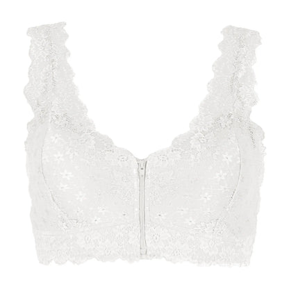 Sexy Lace Deep V Front Zipper Bra